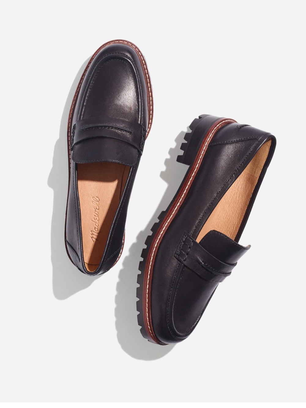 NWT Madewell The Corinne Lugsole Loafer in True Black Leather Size 9.5